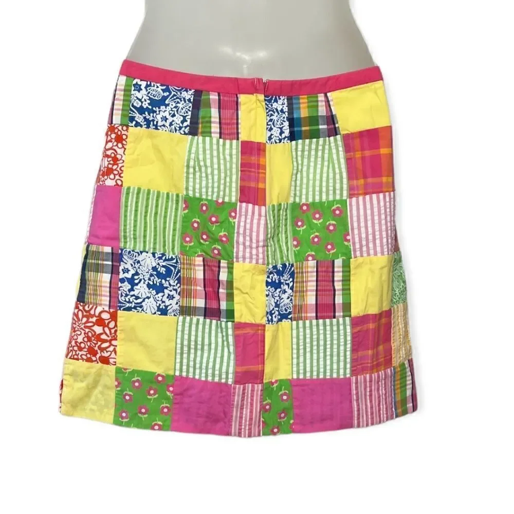 Lilly Pulitzer Palm Beach Patchwork Skirt White Label Size 0 😃